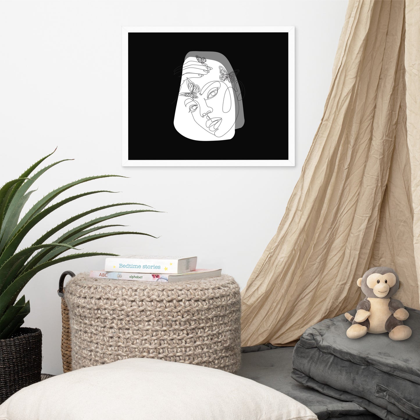 Radiant Simplicity: Brilliant Minimal Face Framed Photo Paper Poster for Modern Sophistication