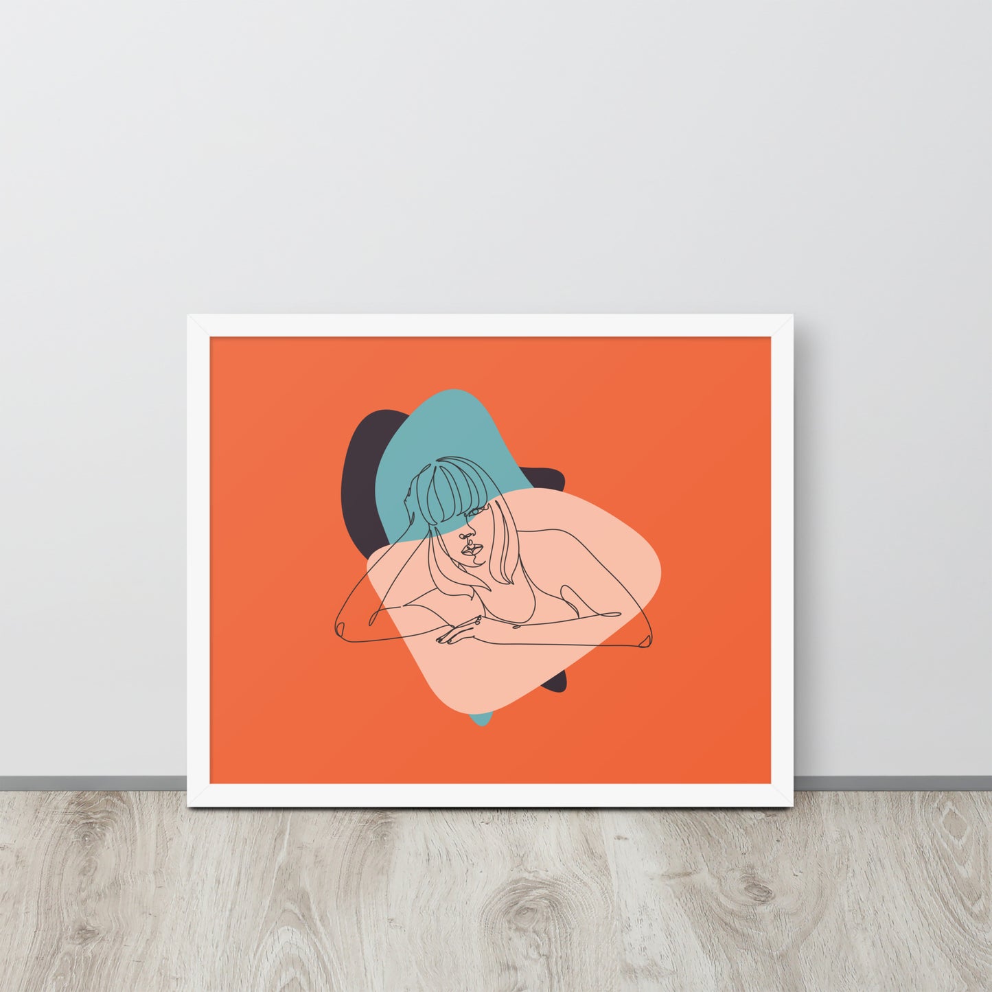 Sculpted Simplicity: Minimal Orange Woman Abstract Framed Photo Paper Poster for Modern Aesthetics