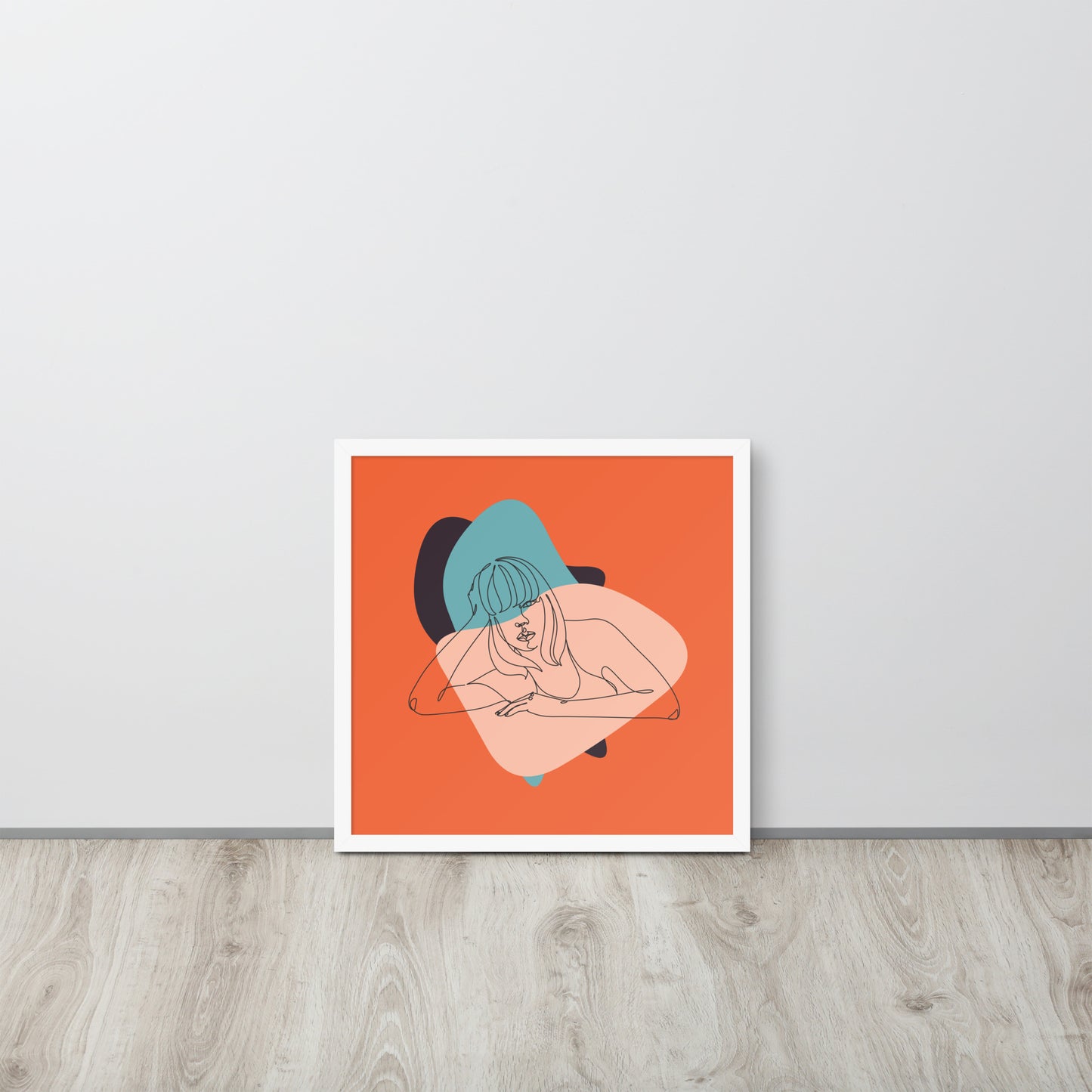 Sculpted Simplicity: Minimal Orange Woman Abstract Framed Photo Paper Poster for Modern Aesthetics