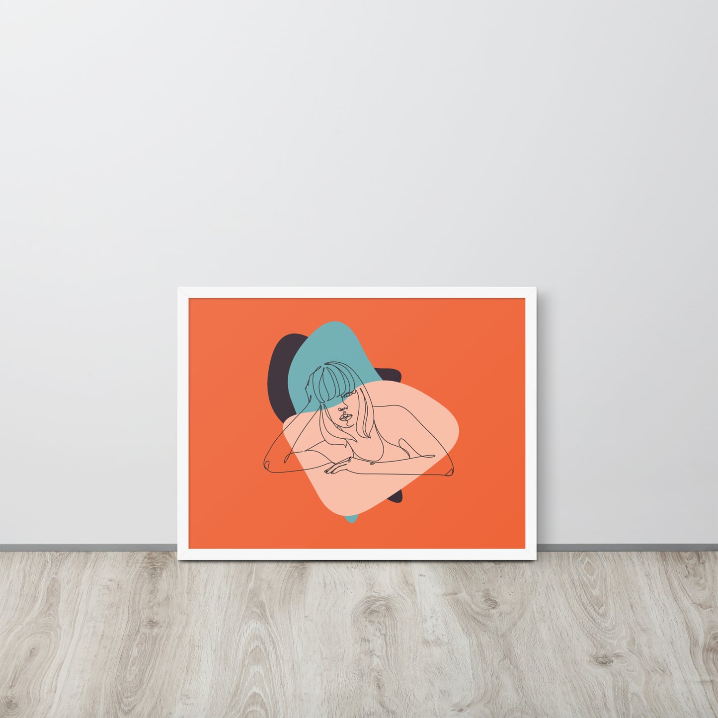 Sculpted Simplicity: Minimal Orange Woman Abstract Framed Photo Paper Poster for Modern Aesthetics