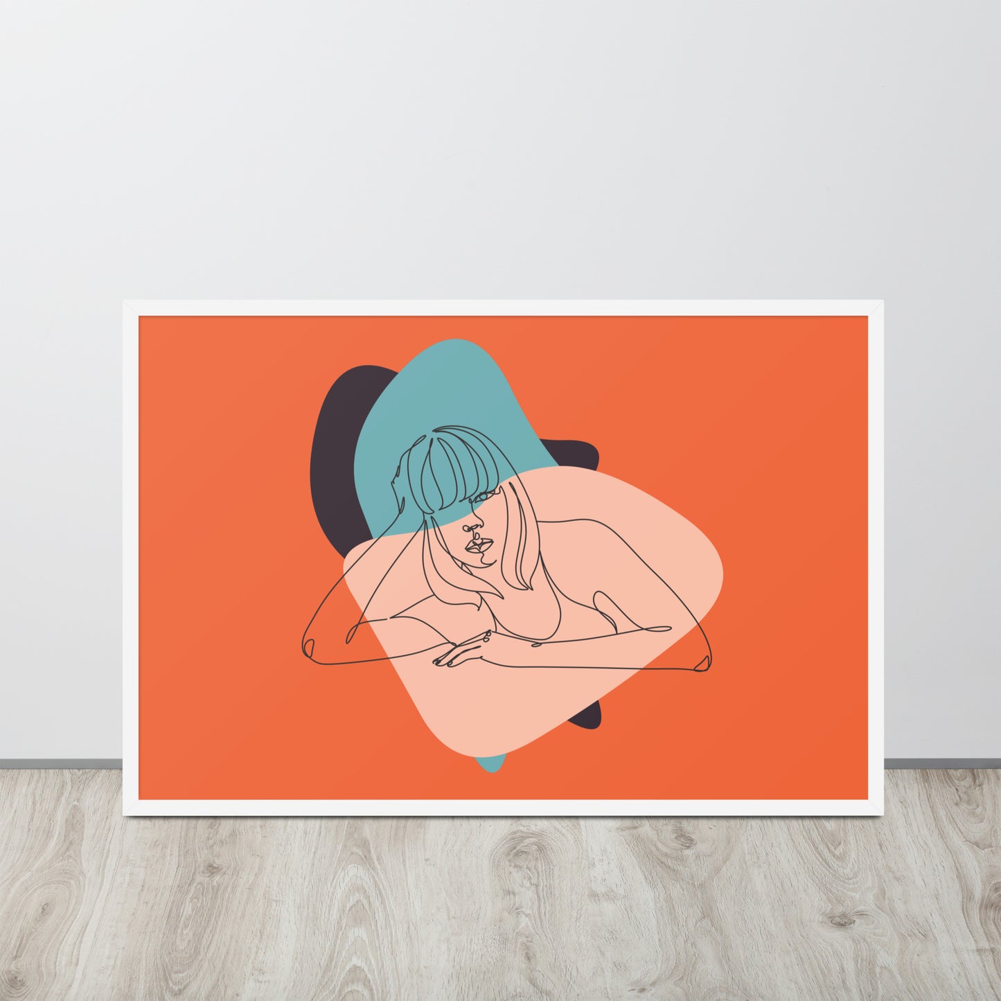 Sculpted Simplicity: Minimal Orange Woman Abstract Framed Photo Paper Poster for Modern Aesthetics