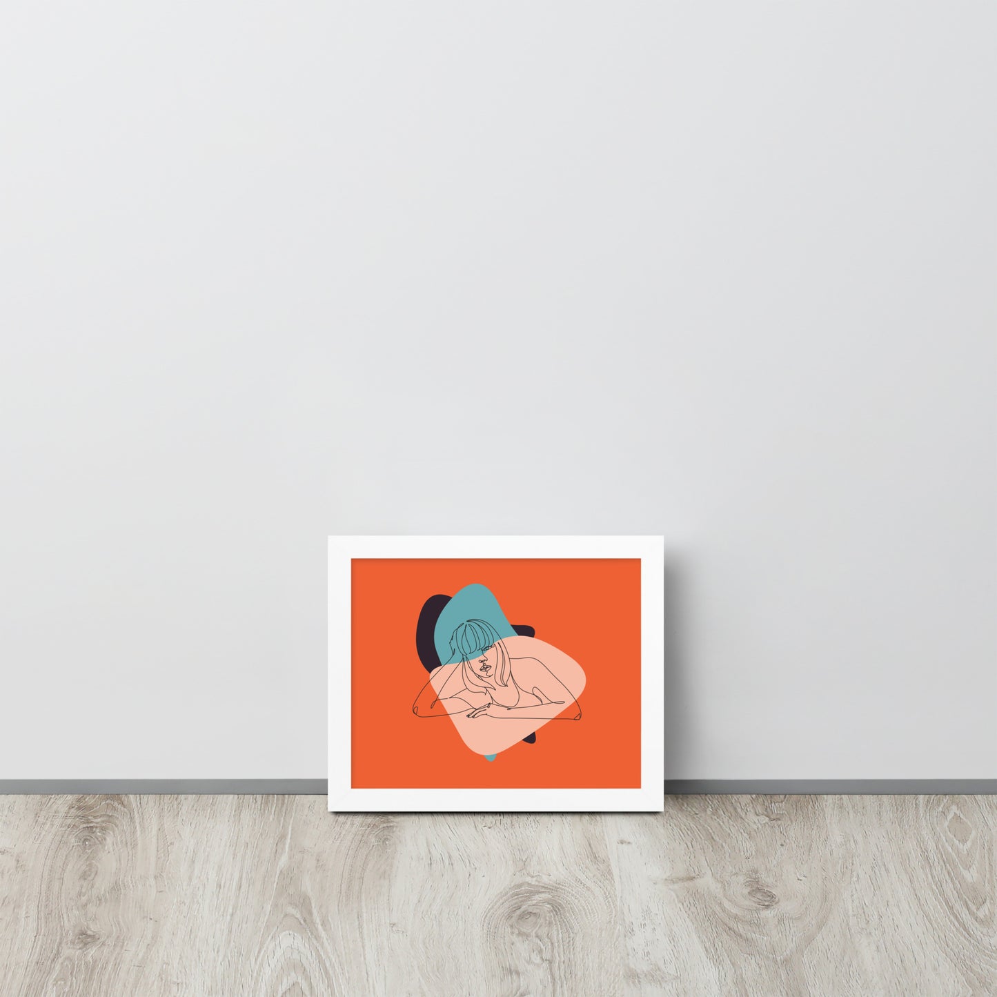 Sculpted Simplicity: Minimal Orange Woman Abstract Framed Photo Paper Poster for Modern Aesthetics