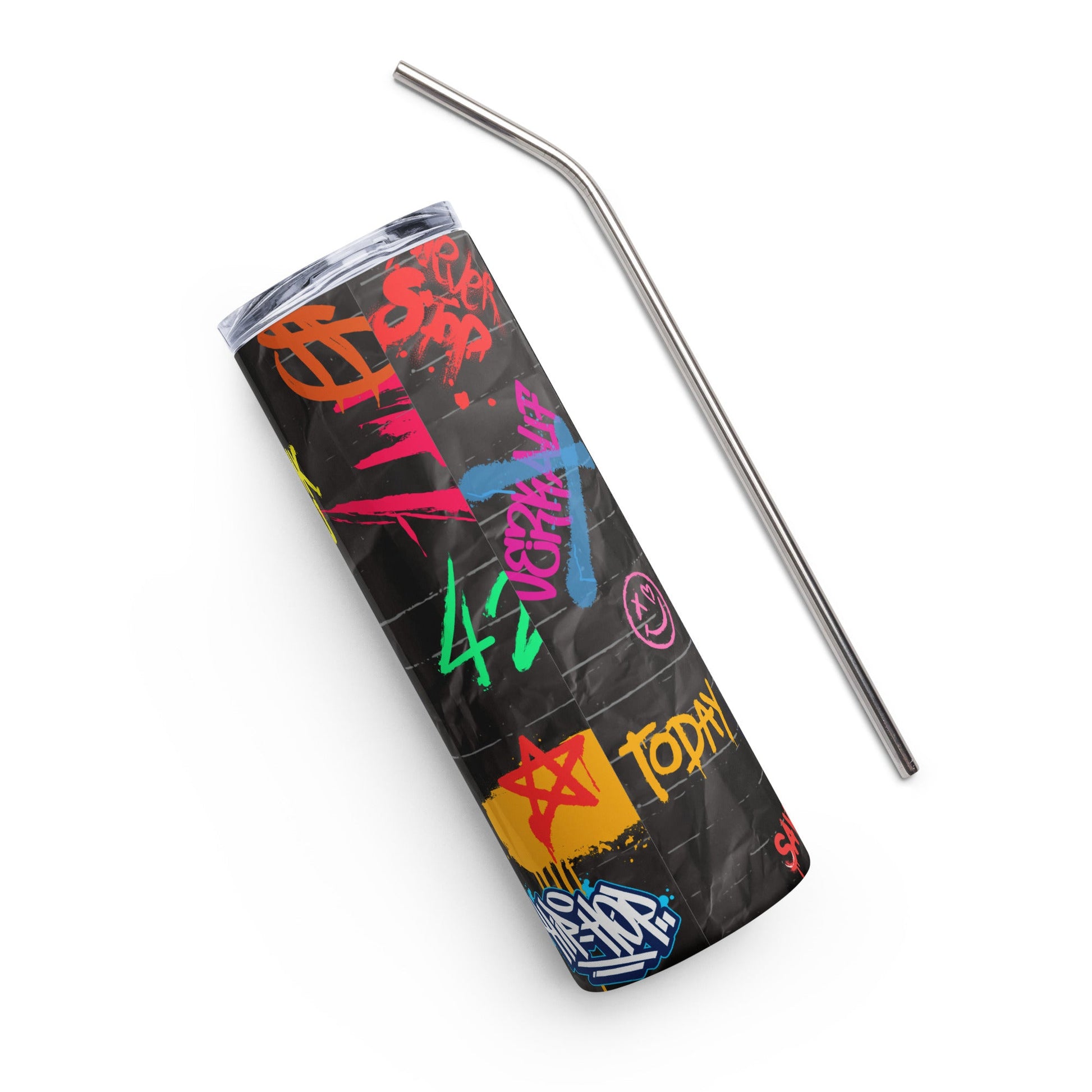 Graffiti Stainless Steel Tumbler - Insulated Travel Mug for Hot and Cold Drinks