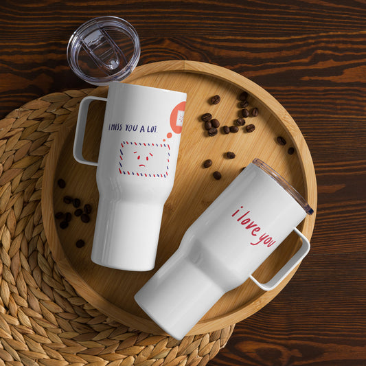 I Miss You a Lot - Travel Mug with Handle for Heartfelt Sips | Thoughtful Gift for Long-Distance Bonds