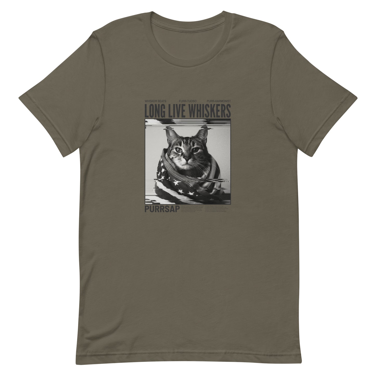 Long Live Whiskers Unisex T-Shirt - Soft Cotton, Fun Cat Design, Comfortable Fit, Perfect for Pet Lovers, Casual Everyday Wear