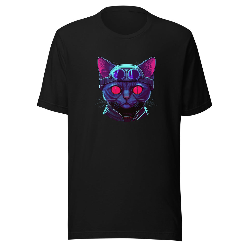 Neon Cat T-Shirt - Embrace Futuristic Fashion with Electric Feline Vibes
