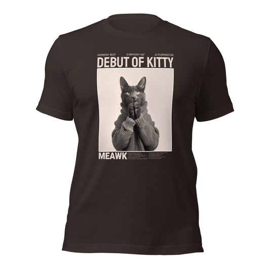 Debut of Kitty Unisex T-Shirt - Premium Cotton, Adorable Cat Design, Comfortable Fit, Ideal for Cat Lovers, Casual Wear