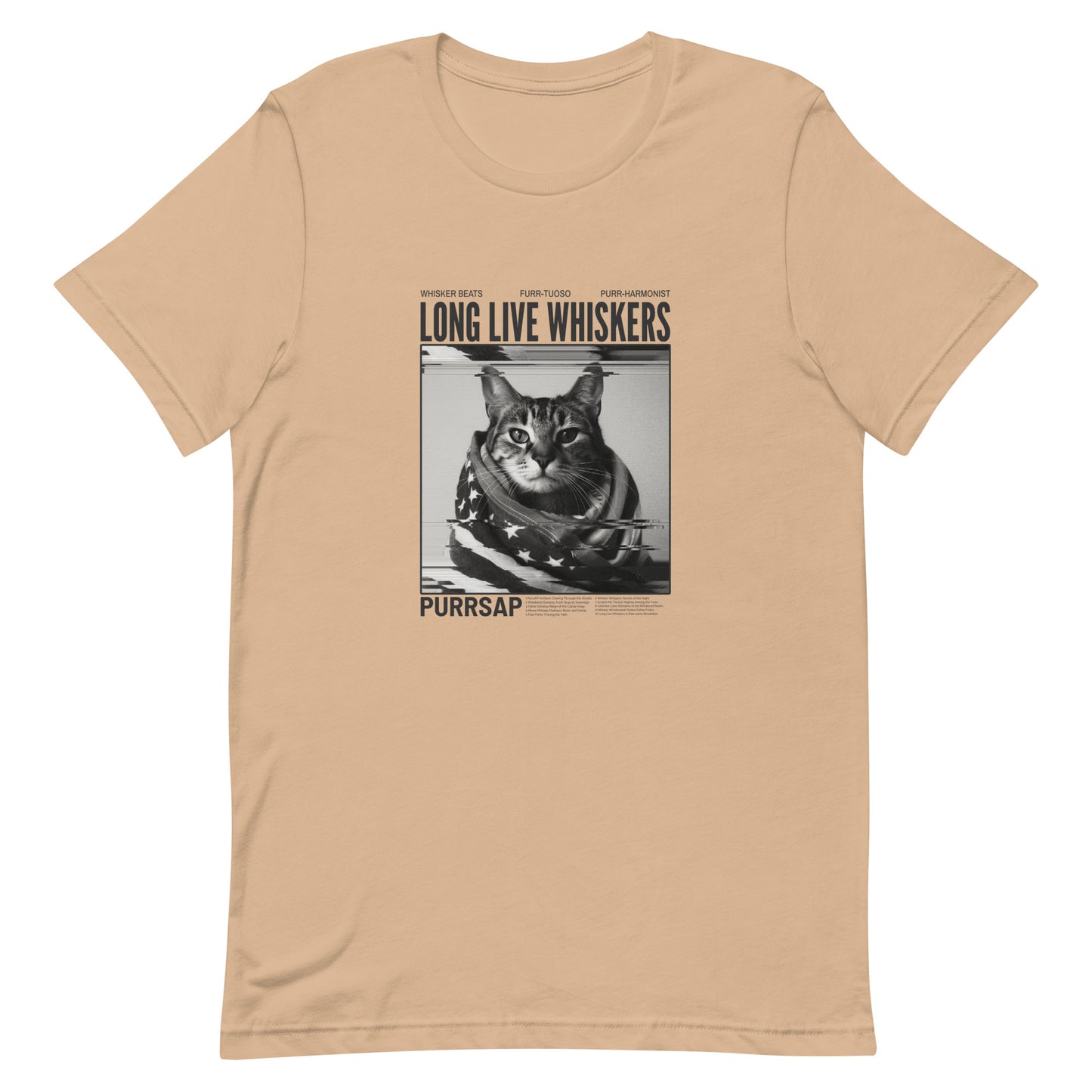 Long Live Whiskers Unisex T-Shirt - Soft Cotton, Fun Cat Design, Comfortable Fit, Perfect for Pet Lovers, Casual Everyday Wear