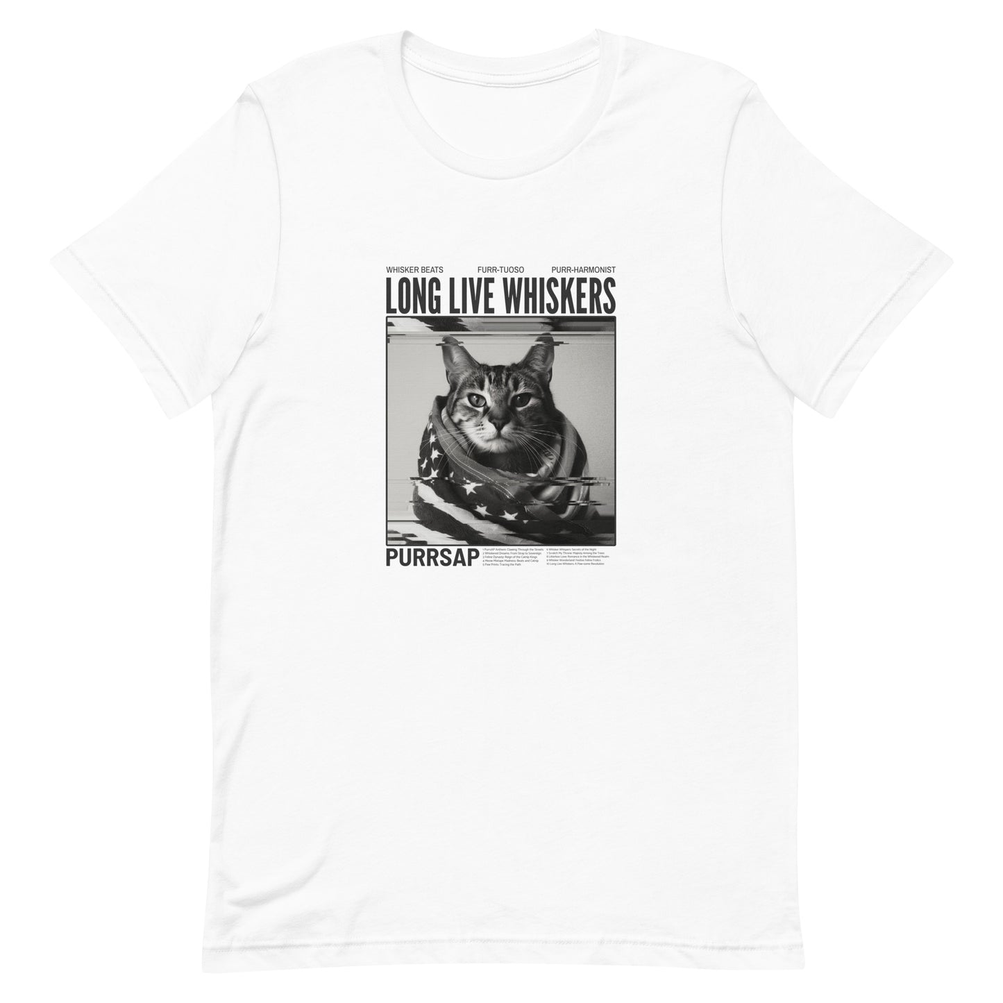 Long Live Whiskers Unisex T-Shirt - Soft Cotton, Fun Cat Design, Comfortable Fit, Perfect for Pet Lovers, Casual Everyday Wear