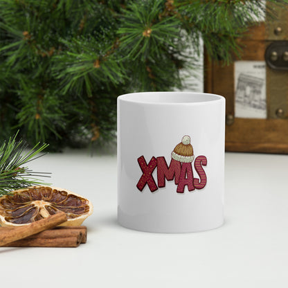 Xmas White Glossy Mug - Festive Holiday Drinkware for Joyful Celebrations