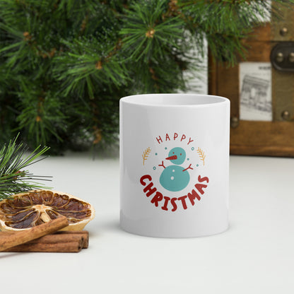 Happy Christmas White Glossy Mug - Festive Drinkware for Joyful Sipping