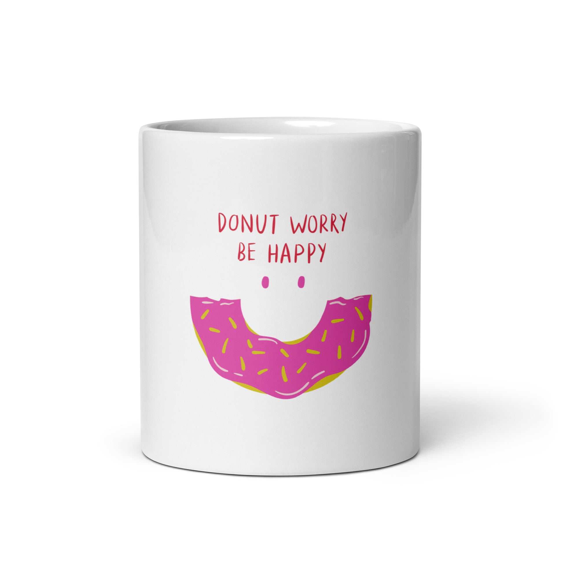 Donut Worry, Be Happy - White Glossy Mug for Positive Vibes | Cheerful Gift Idea