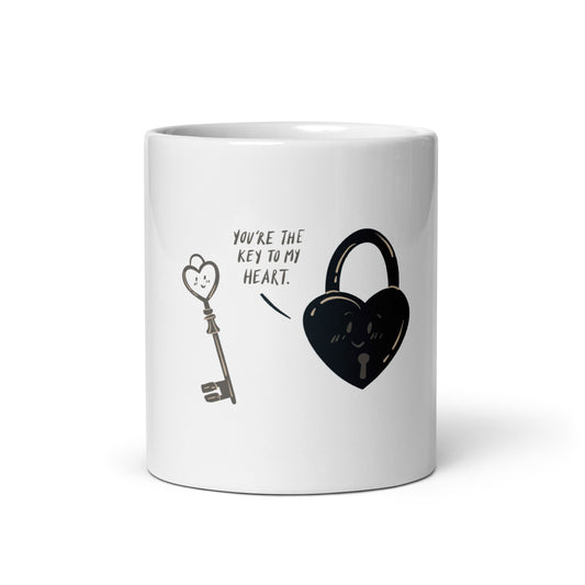 You're the Key to My Heart - White Glossy Mug for Romantic Moments | Heartfelt Gift Idea