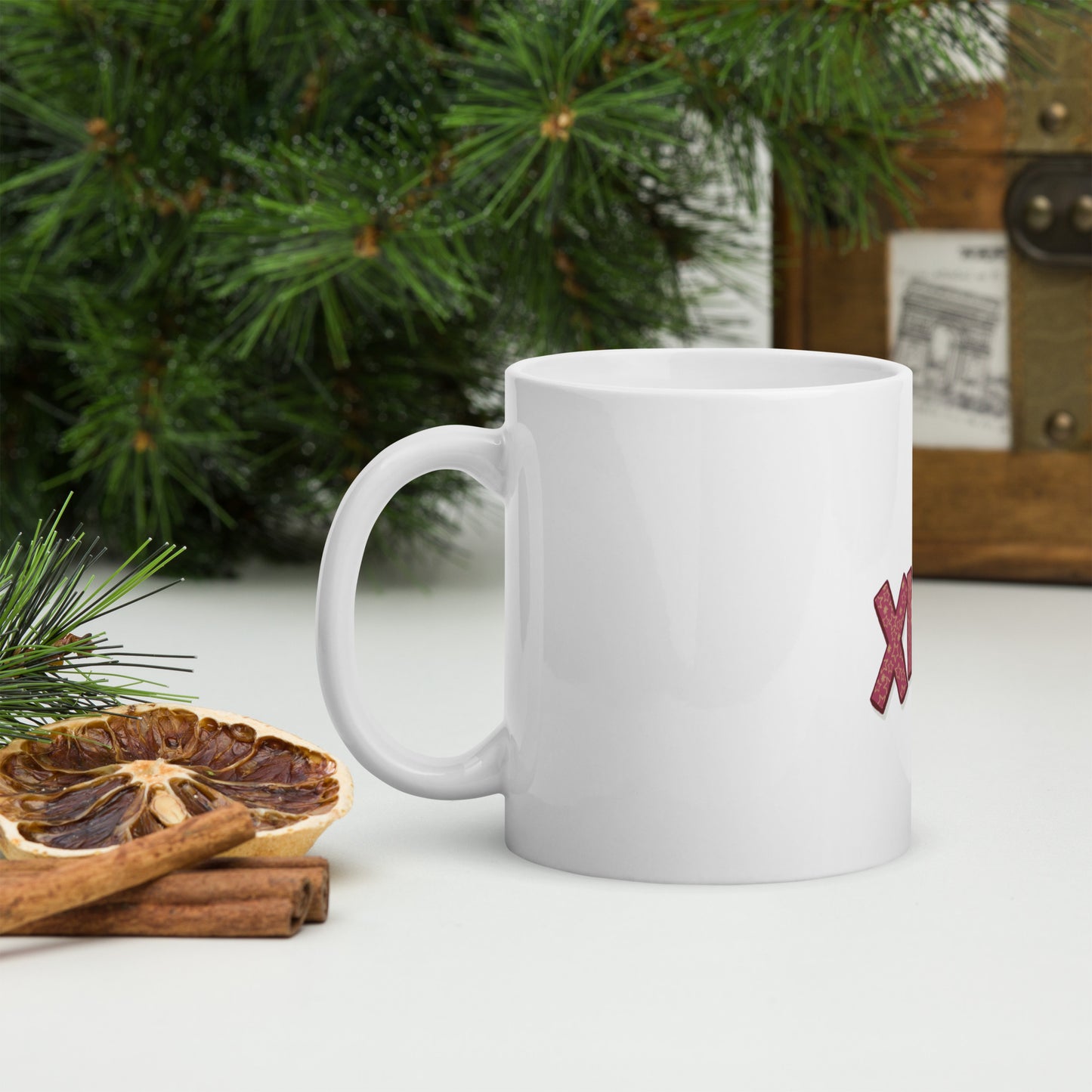 Xmas White Glossy Mug - Festive Holiday Drinkware for Joyful Celebrations