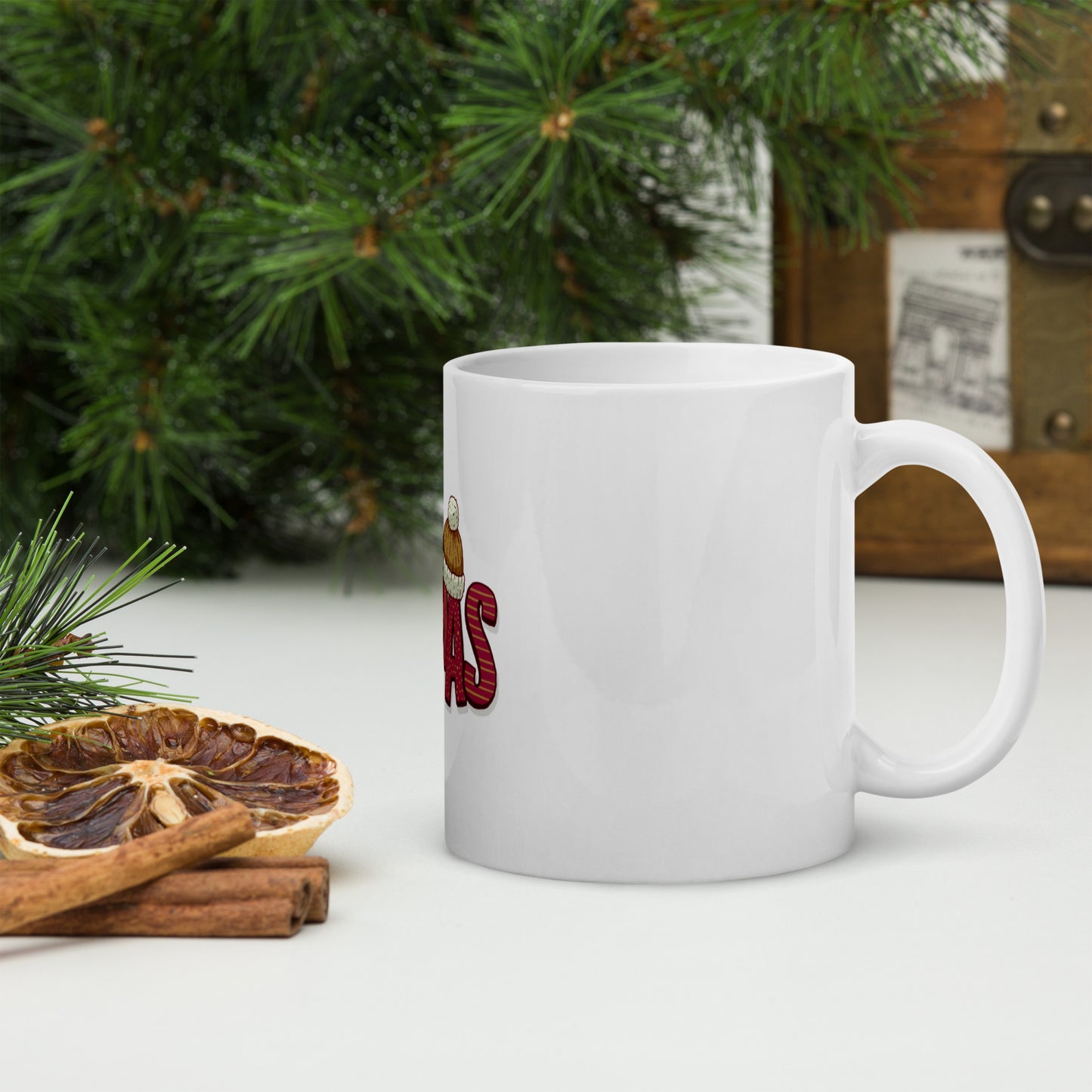 Xmas White Glossy Mug - Festive Holiday Drinkware for Joyful Celebrations