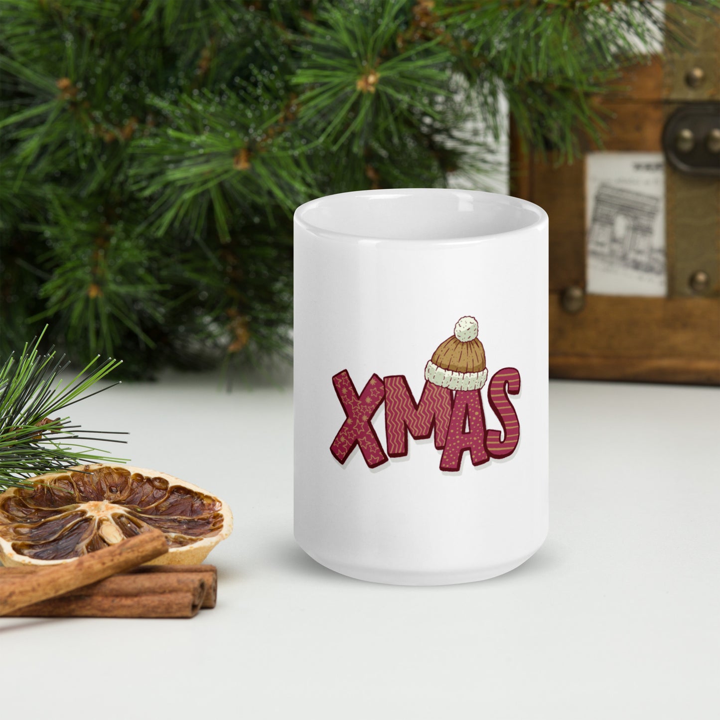 Xmas White Glossy Mug - Festive Holiday Drinkware for Joyful Celebrations