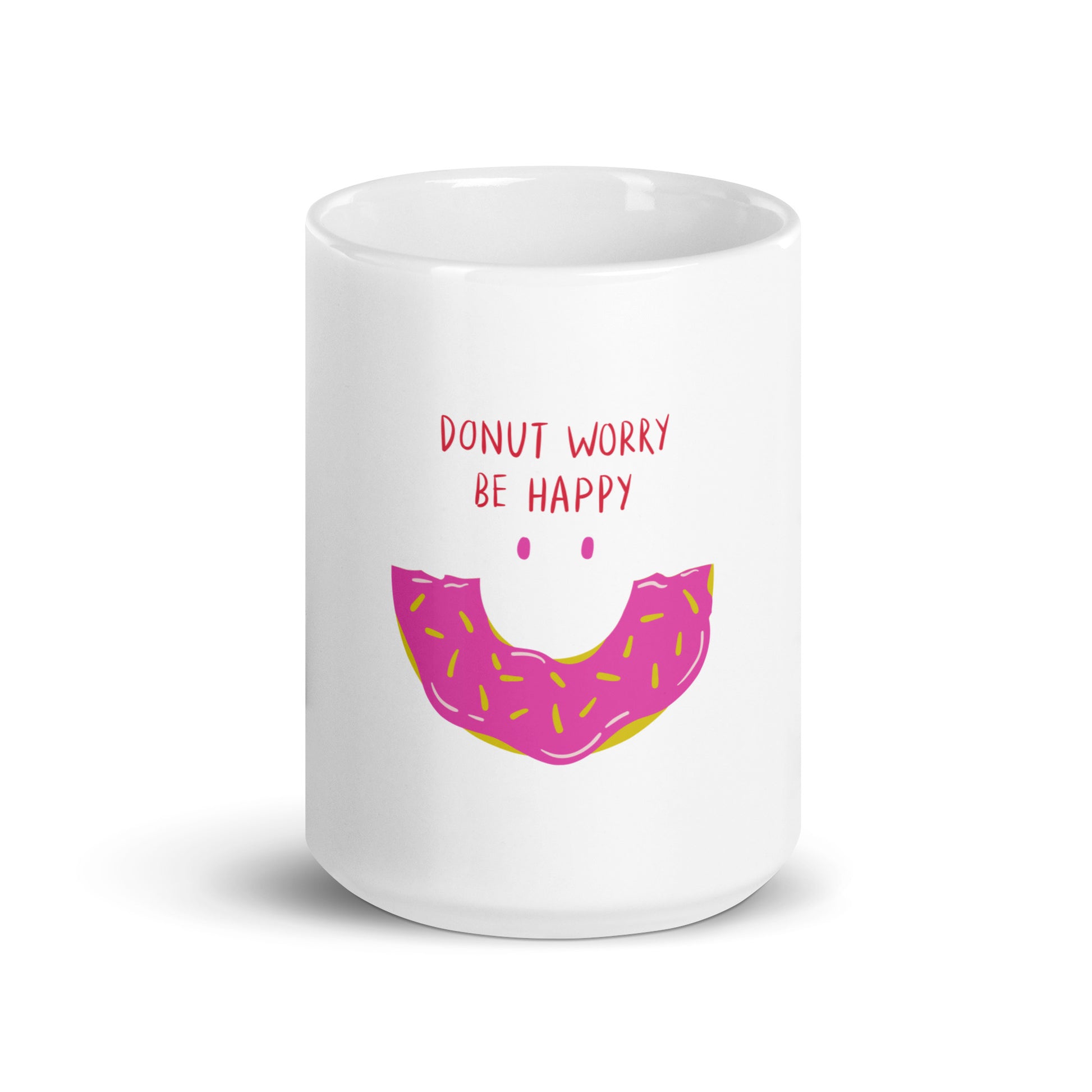 Donut Worry, Be Happy - White Glossy Mug for Positive Vibes | Cheerful Gift Idea