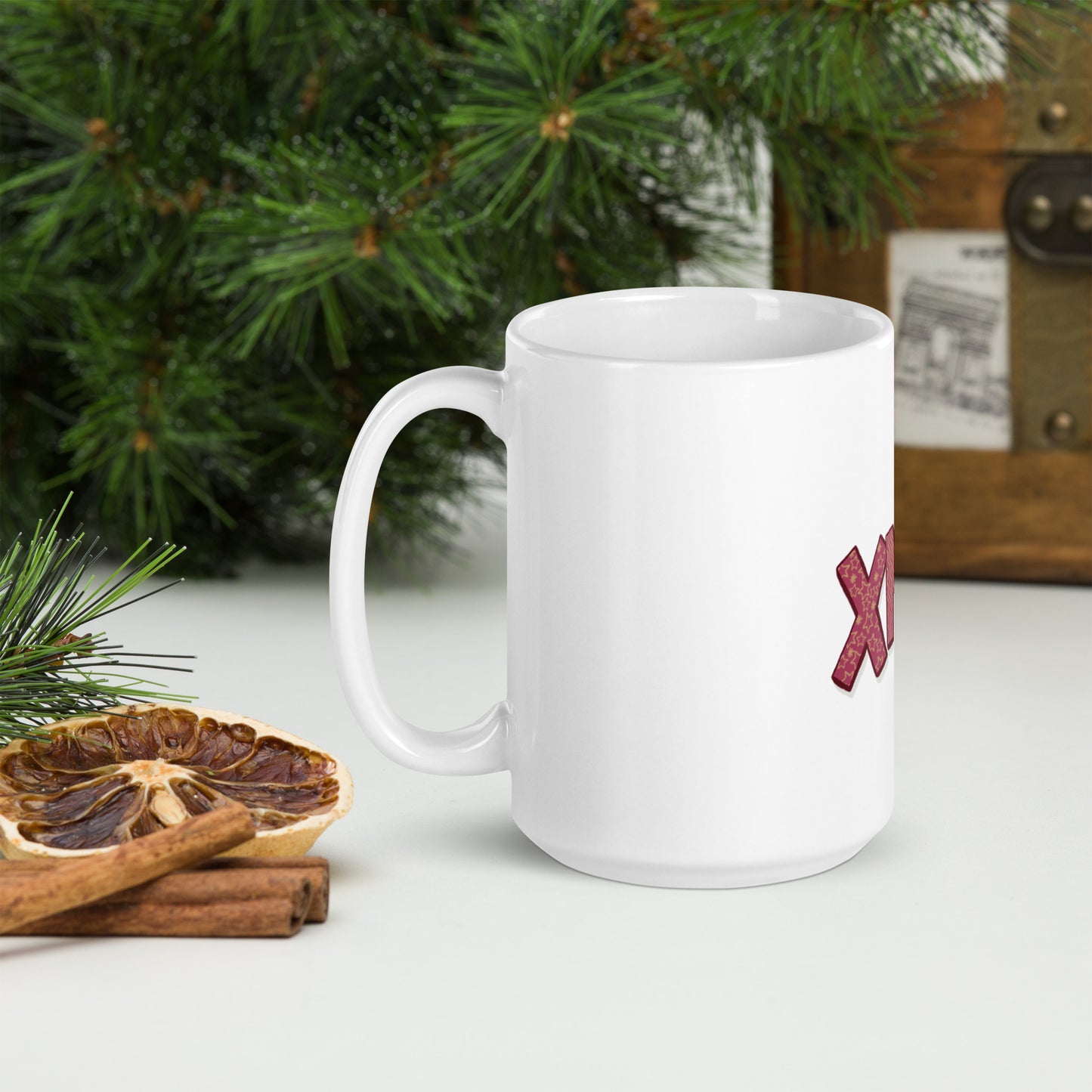 Xmas White Glossy Mug - Festive Holiday Drinkware for Joyful Celebrations