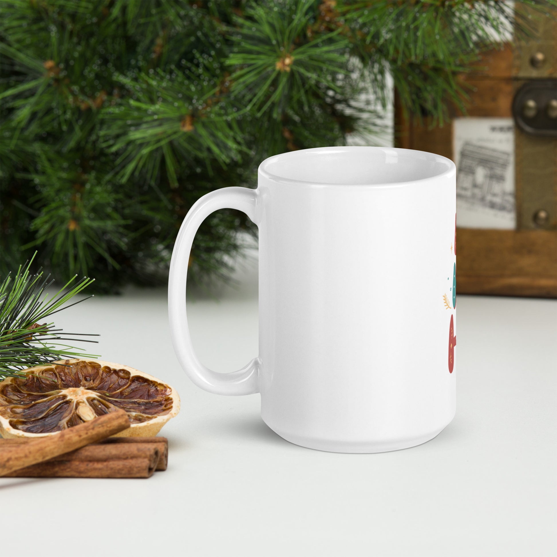 Ho Ho Ho Christmas White Glossy Mug - Jolly Drinkware for Festive Celebrations