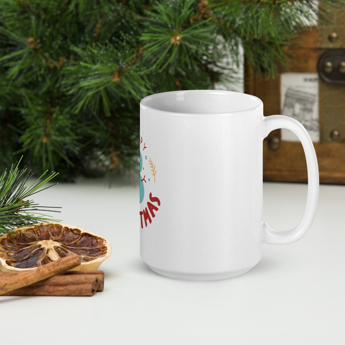 Happy Christmas White Glossy Mug - Festive Drinkware for Joyful Sipping