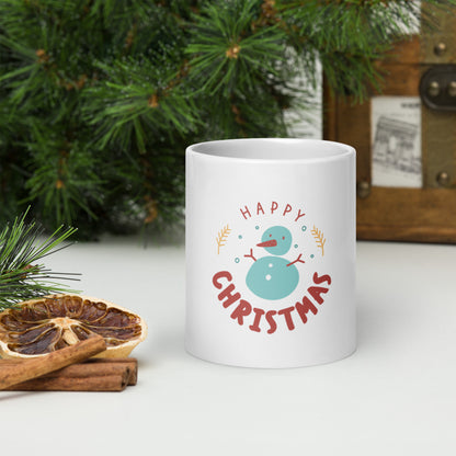 Happy Christmas White Glossy Mug - Festive Drinkware for Joyful Sipping