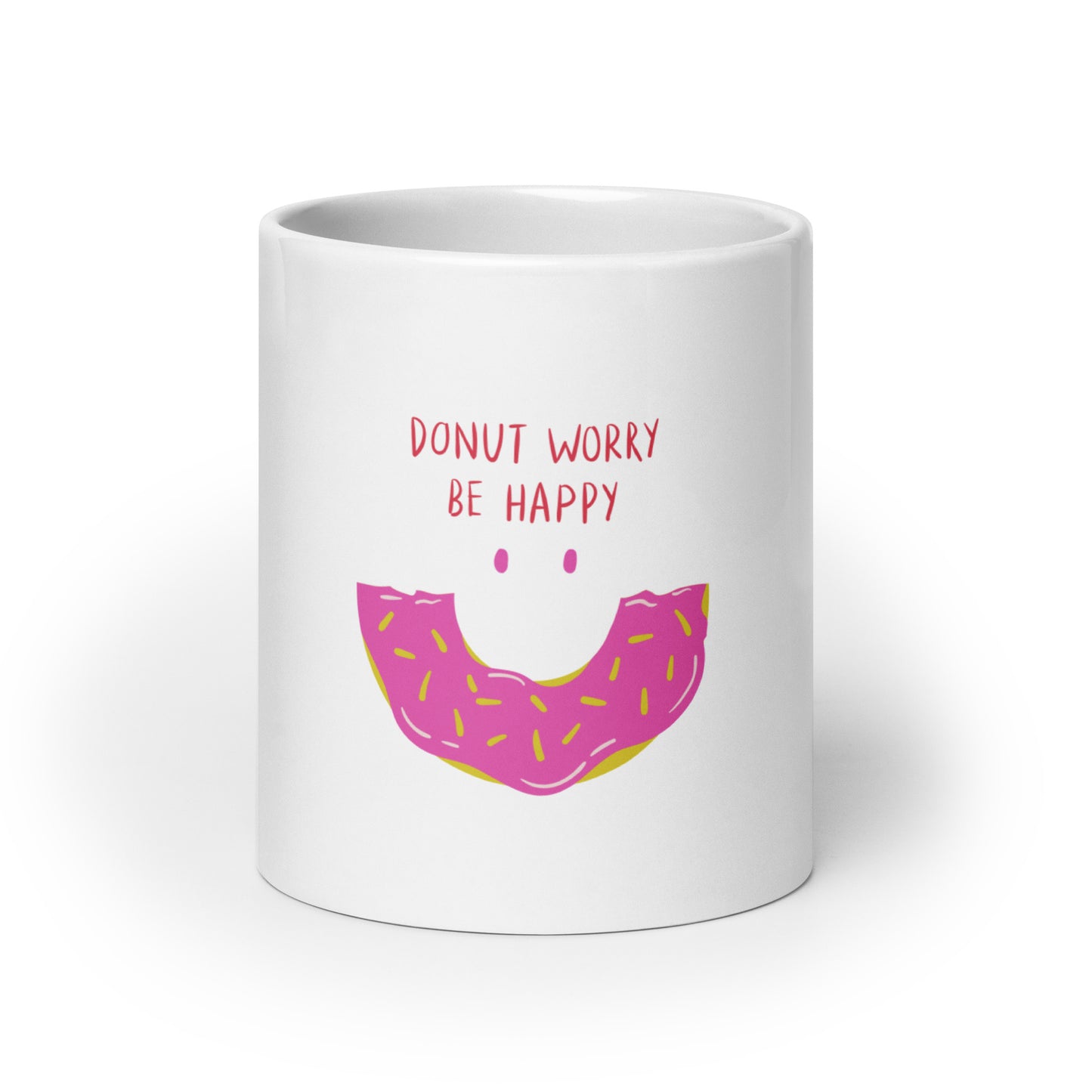 Donut Worry, Be Happy - White Glossy Mug for Positive Vibes | Cheerful Gift Idea