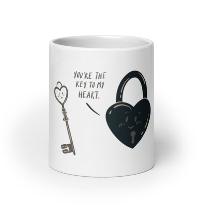 You're the Key to My Heart - White Glossy Mug for Romantic Moments | Heartfelt Gift Idea