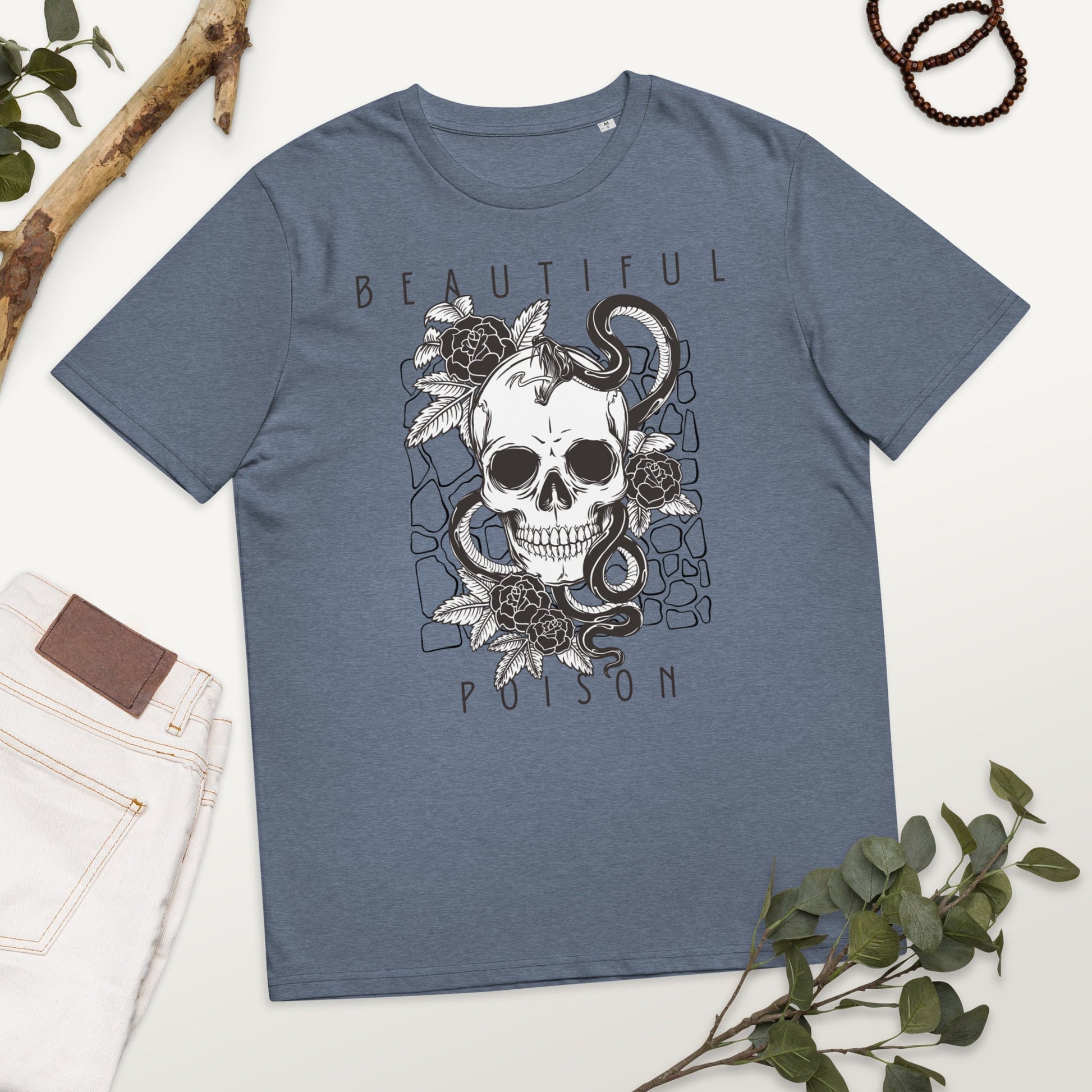 BEAUTIFUL POISON - Skull Design Unisex organic cotton t-shirt