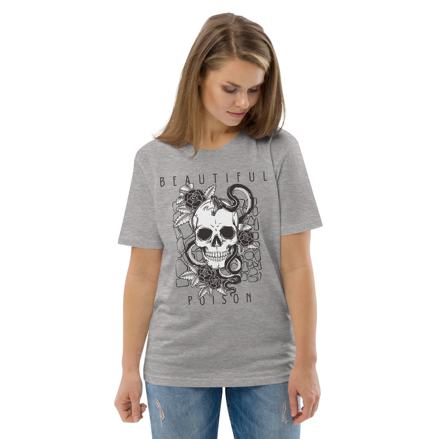 BEAUTIFUL POISON - Skull Design Unisex organic cotton t-shirt