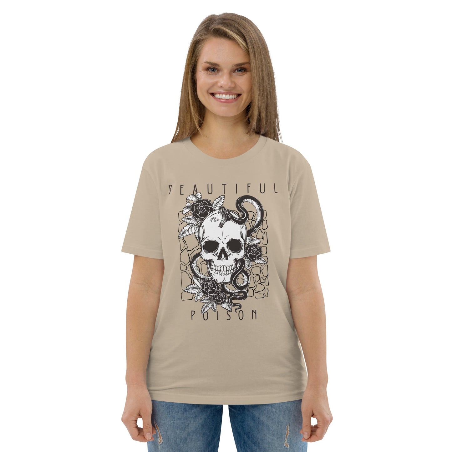 BEAUTIFUL POISON - Skull Design Unisex organic cotton t-shirt