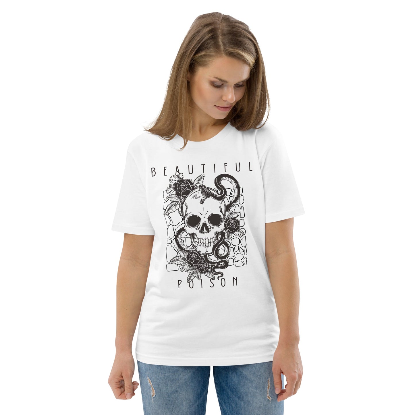 BEAUTIFUL POISON - Skull Design Unisex organic cotton t-shirt