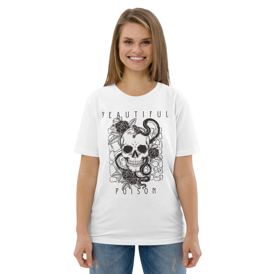 BEAUTIFUL POISON - Skull Design Unisex organic cotton t-shirt - Albasat Designs