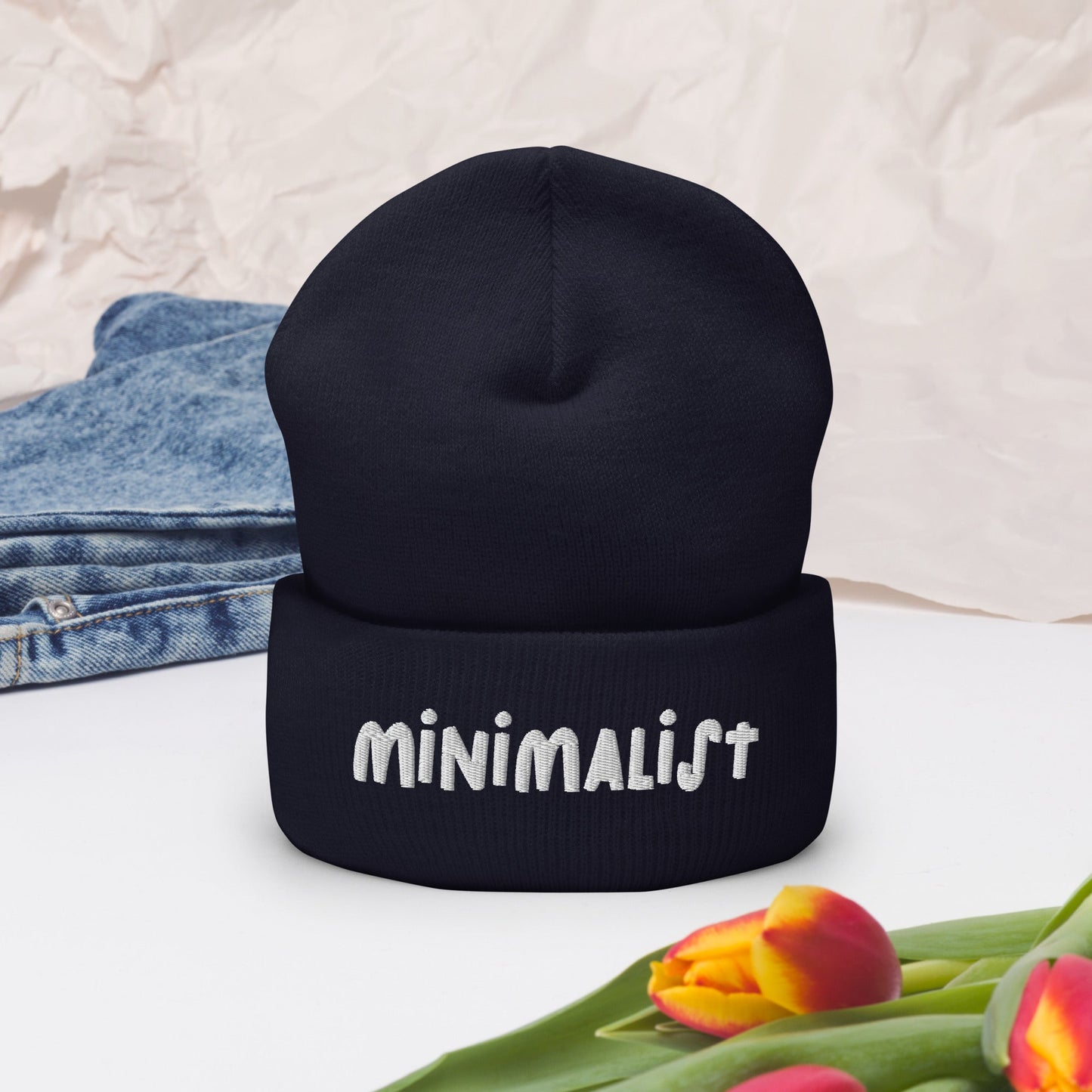 MINIMALIST Design - Embroidered Cuffed Beanie