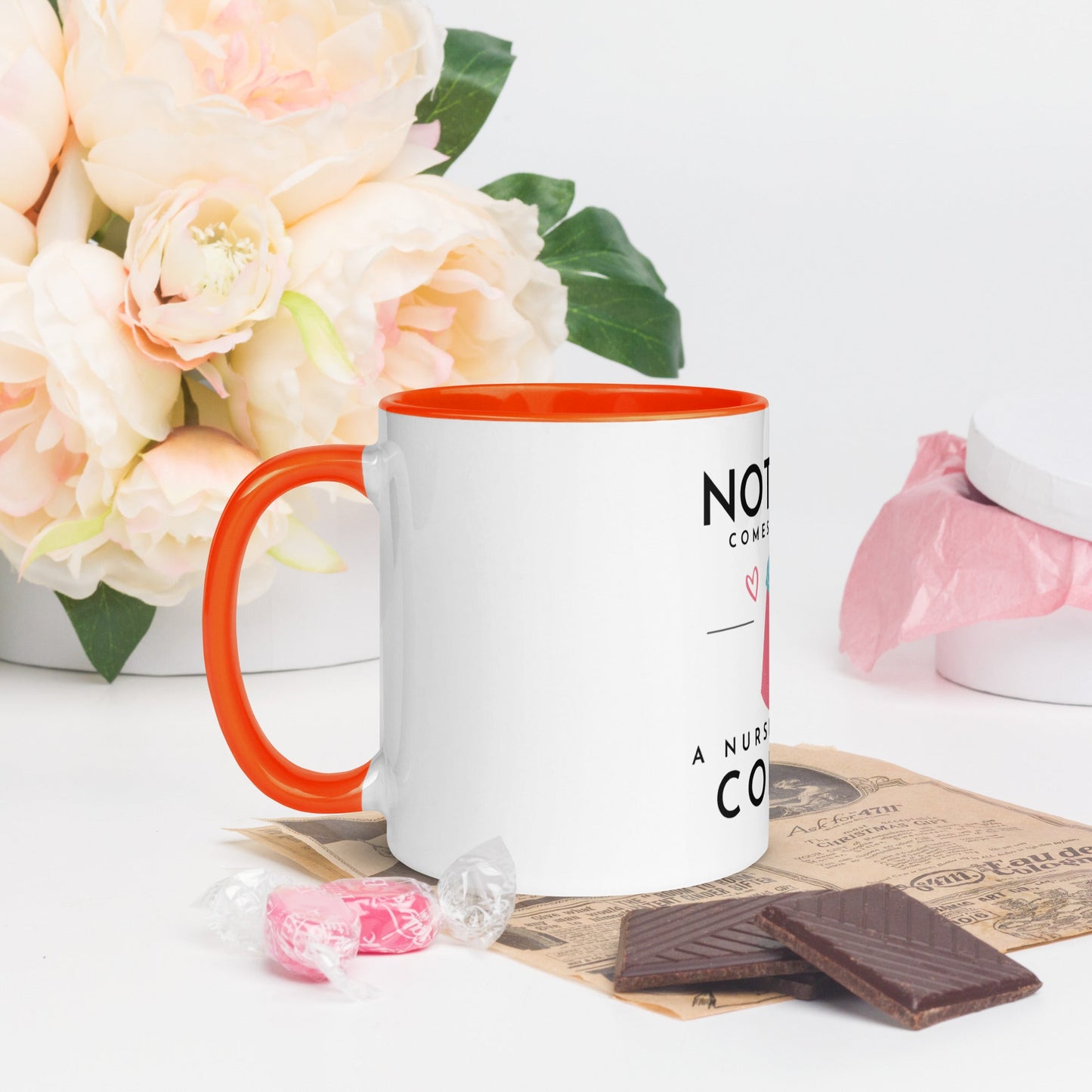 Nurse and Her Coffee - Mug with Color Inside