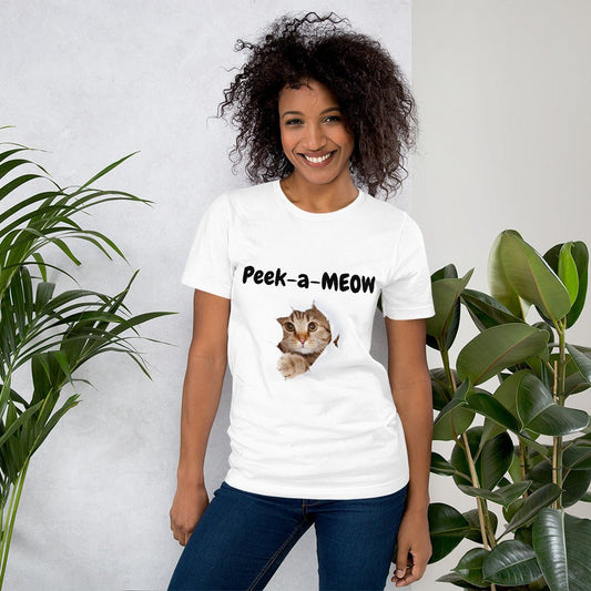 Peek-A-Meow Cute Kitten White T-shirt