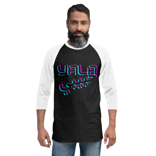 Yala Habibi - Mixed Arabic / English - 3/4 sleeve raglan shirt - Albasat Designs